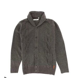 Ben Sherman Cable Knit Wool Blend Shawl Collar Charcoal Gray Cardigan Men's M
